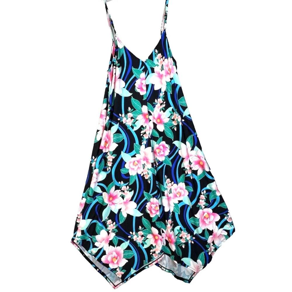 LA Blanca Dress Or Swim Cover Up Women's Medium Tropical Floral Scarf Hem Resort